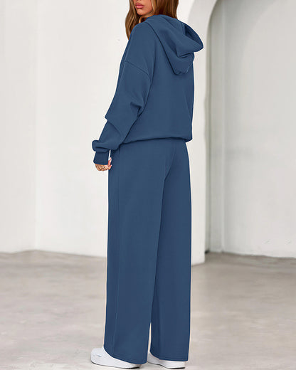 Curvvvy™ Cozy Fleece-Lined Oversized Hoodie & Wide-Leg Set