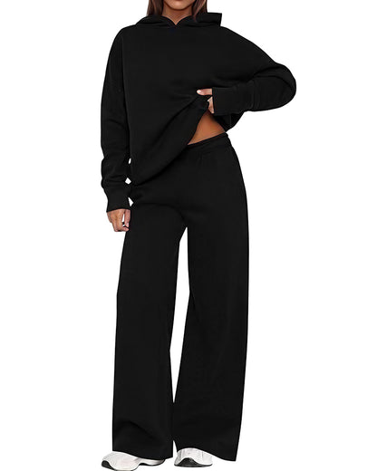 Curvvvy™ Cozy Fleece-Lined Oversized Hoodie & Wide-Leg Set