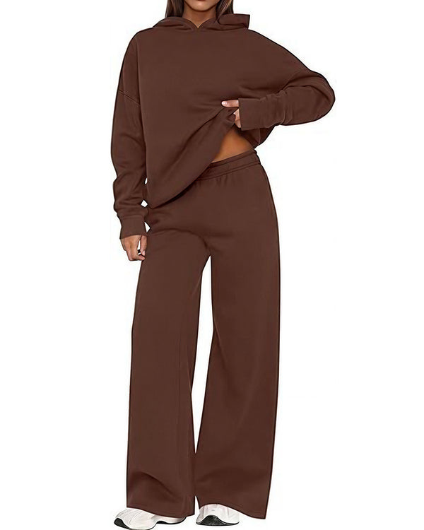Curvvvy™ Cozy Fleece-Lined Oversized Hoodie & Wide-Leg Set