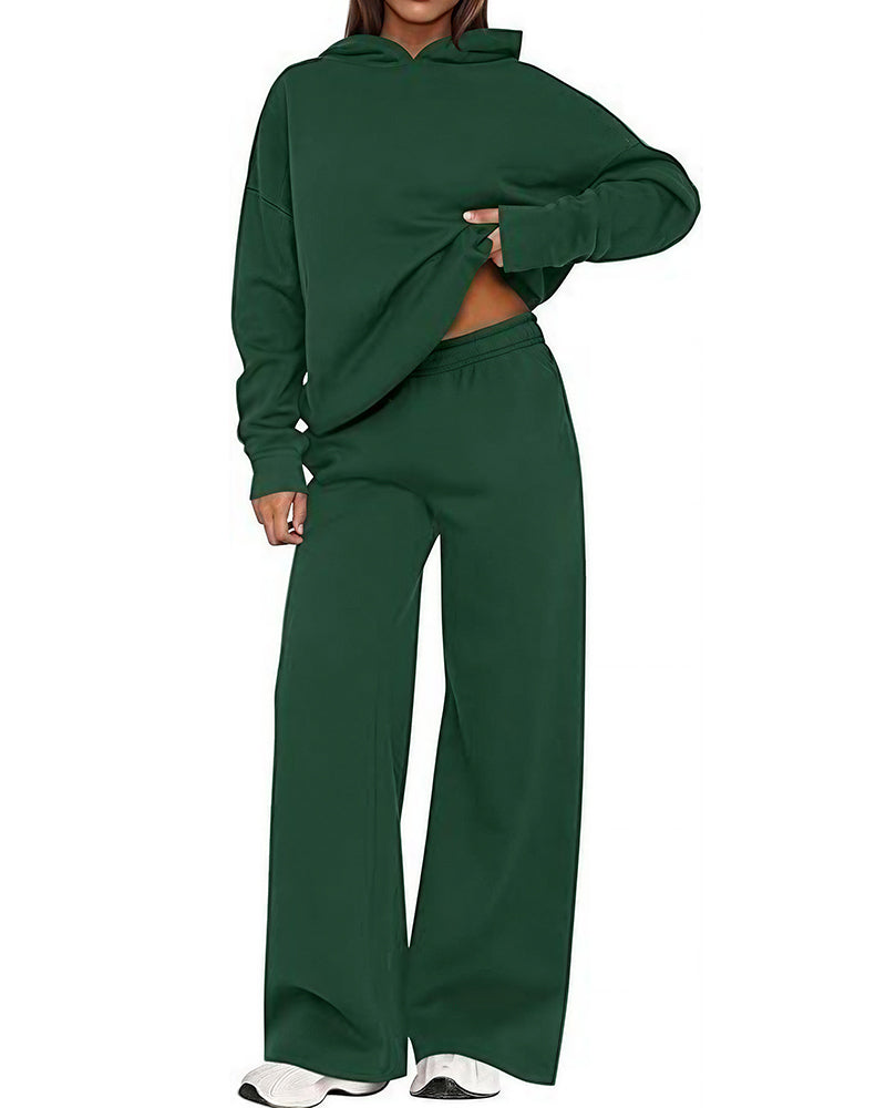 Curvvvy™ Cozy Fleece-Lined Oversized Hoodie & Wide-Leg Set
