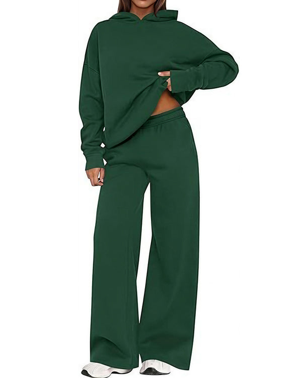 Curvvvy™ Cozy Fleece-Lined Oversized Hoodie & Wide-Leg Set