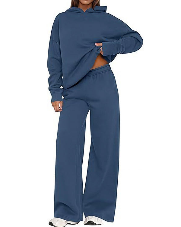 Curvvvy™ Cozy Fleece-Lined Oversized Hoodie & Wide-Leg Set