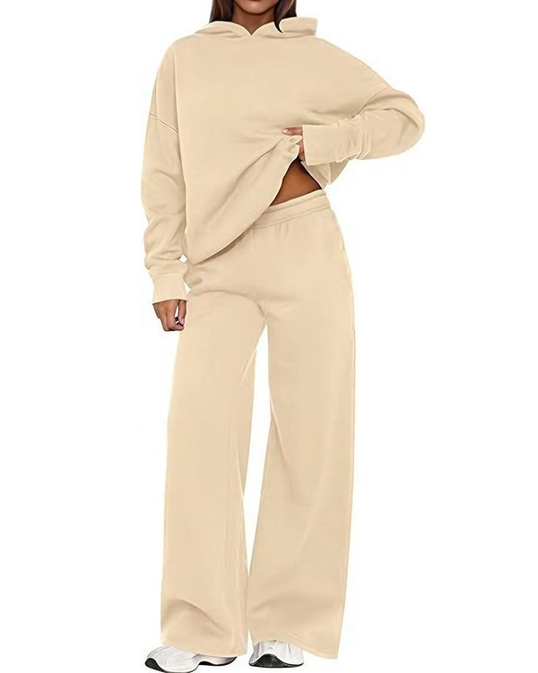 Curvvvy™ Cozy Fleece-Lined Oversized Hoodie & Wide-Leg Set