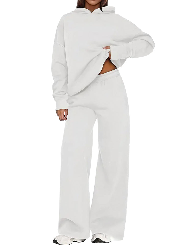 Curvvvy™ Cozy Fleece-Lined Oversized Hoodie & Wide-Leg Set