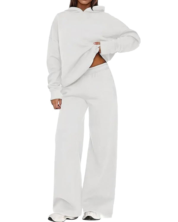 Curvvvy™ Cozy Fleece-Lined Oversized Hoodie & Wide-Leg Set