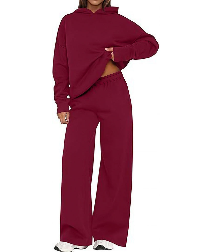 Curvvvy™ Cozy Fleece-Lined Oversized Hoodie & Wide-Leg Set