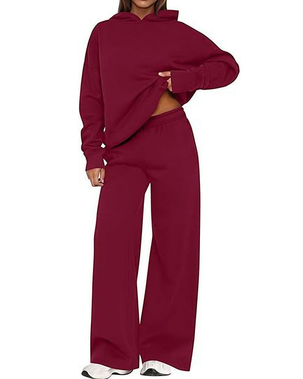 Curvvvy™ Cozy Fleece-Lined Oversized Hoodie & Wide-Leg Set