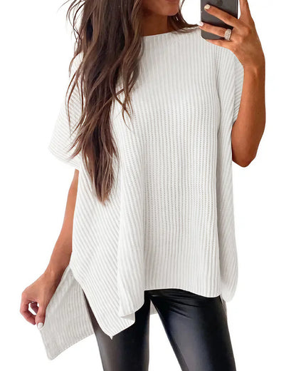 Curvvvy™ Oversized Ribbed Knit Drop Shoulder Top
