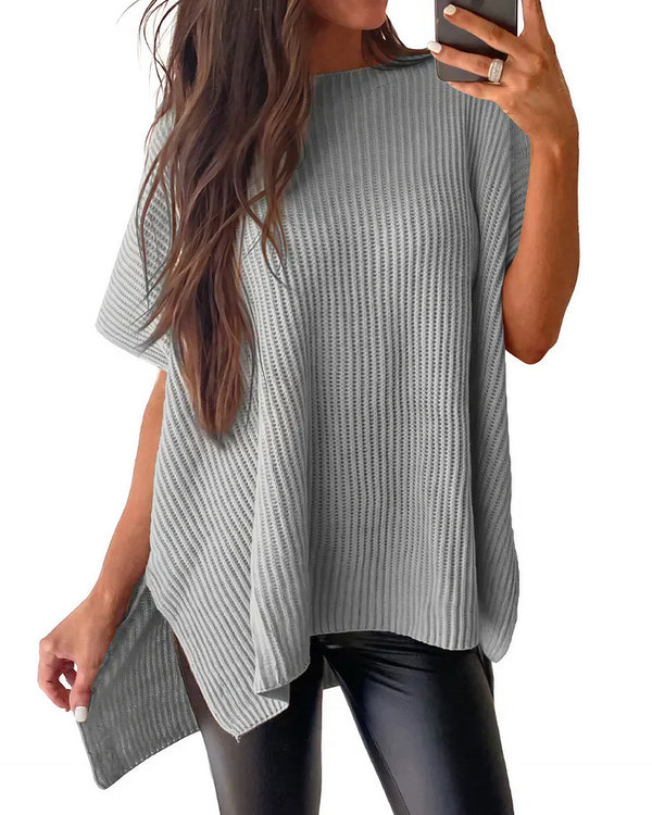 Curvvvy™ Oversized Ribbed Knit Drop Shoulder Top
