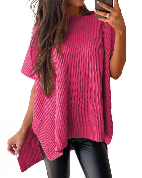 Curvvvy™ Oversized Ribbed Knit Drop Shoulder Top