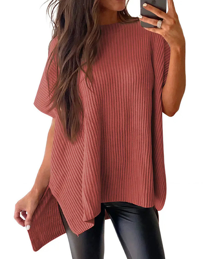 Curvvvy™ Oversized Ribbed Knit Drop Shoulder Top