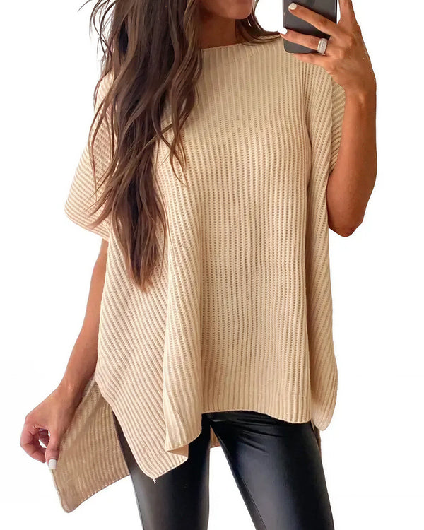 Curvvvy™ Oversized Ribbed Knit Drop Shoulder Top