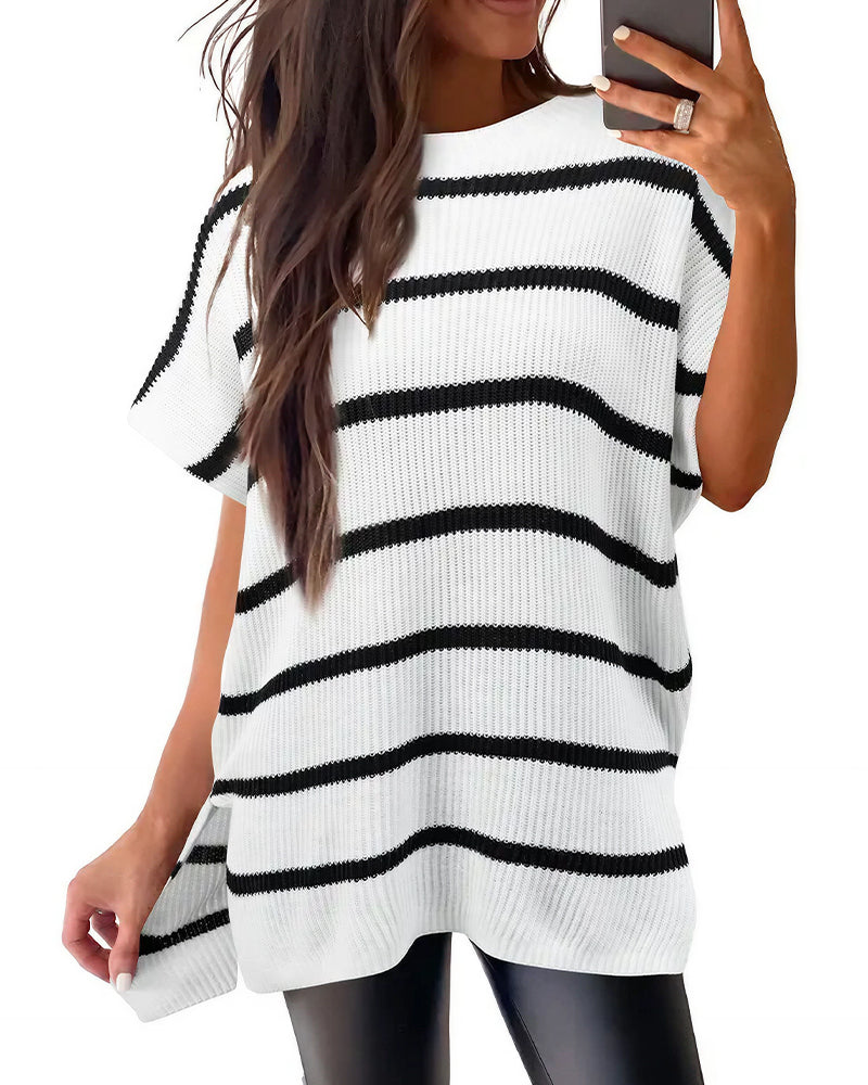 Curvvvy™ Oversized Ribbed Knit Drop Shoulder Top