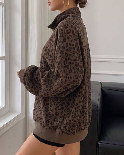 Curvvvy™ Lässiges Langarm-Sweatshirt mit V-Ausschnitt und Tasche