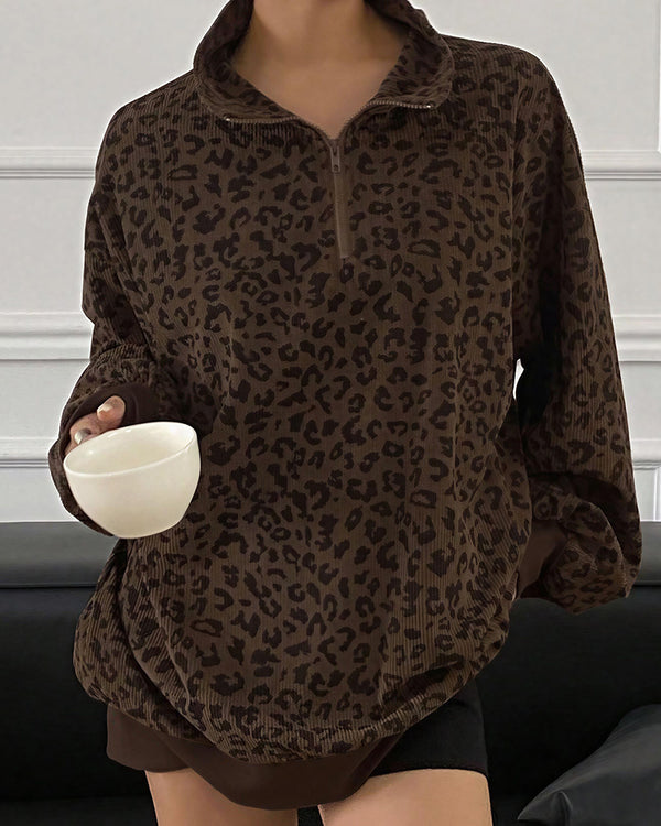 Curvvvy™ Lässiges Langarm-Sweatshirt mit V-Ausschnitt und Tasche