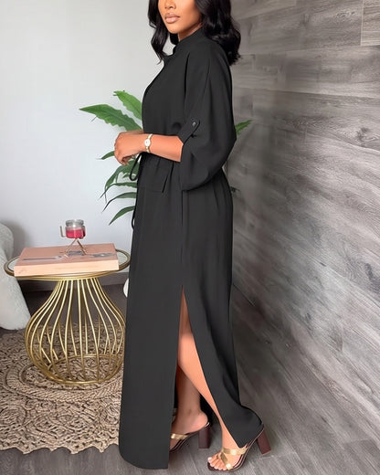 Curvvvy™ Abito Maxi Casual Senza Maniche con Spacco e Tasche