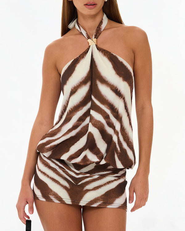 Curvvvy™ Gerafftes Neckholder-Bodycon-Minikleid