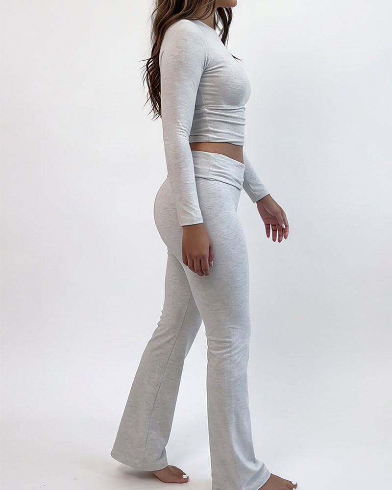 Curvvvy™ Conjunto Casual con Top de Hombros Descubiertos y Pantalón Ancho