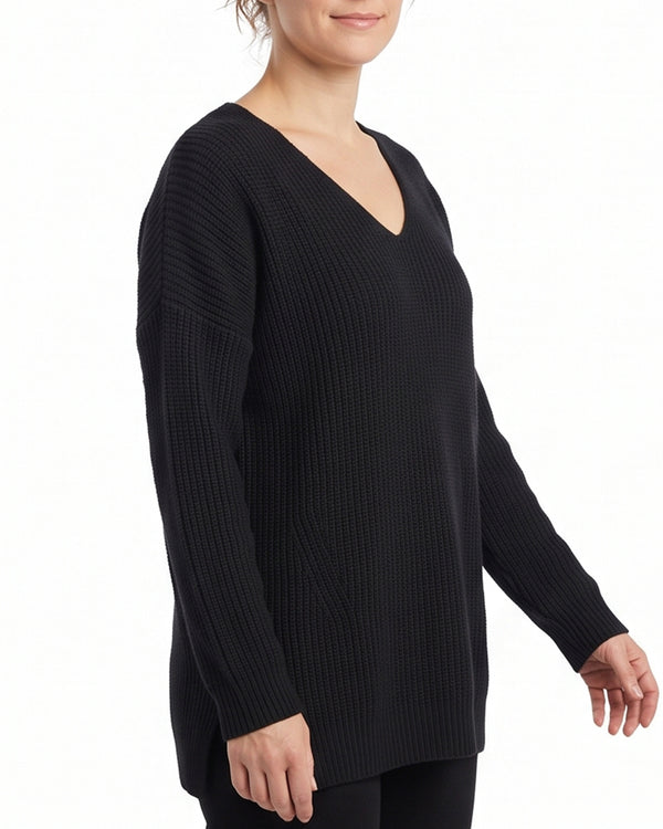 Curvvvy™ V-Neck Oversized Knit Pullover Sweater