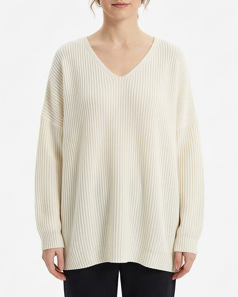 Curvvvy™ V-Neck Oversized Knit Pullover Sweater