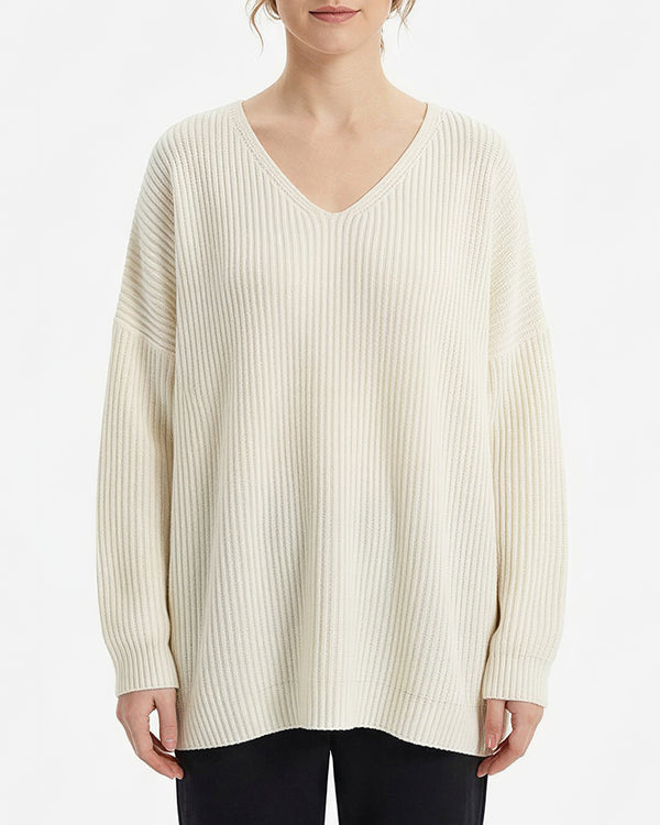 Curvvvy™ V-Neck Oversized Knit Pullover Sweater