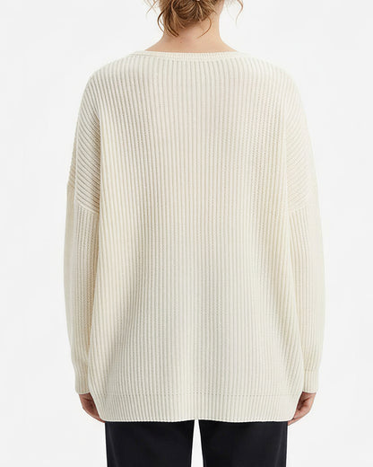 Curvvvy™ V-Neck Oversized Knit Pullover Sweater
