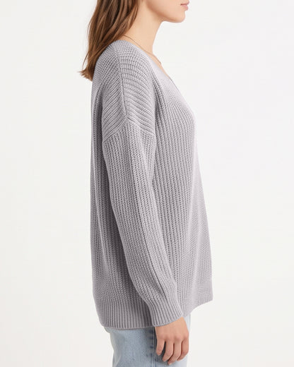 Curvvvy™ V-Neck Oversized Knit Pullover Sweater