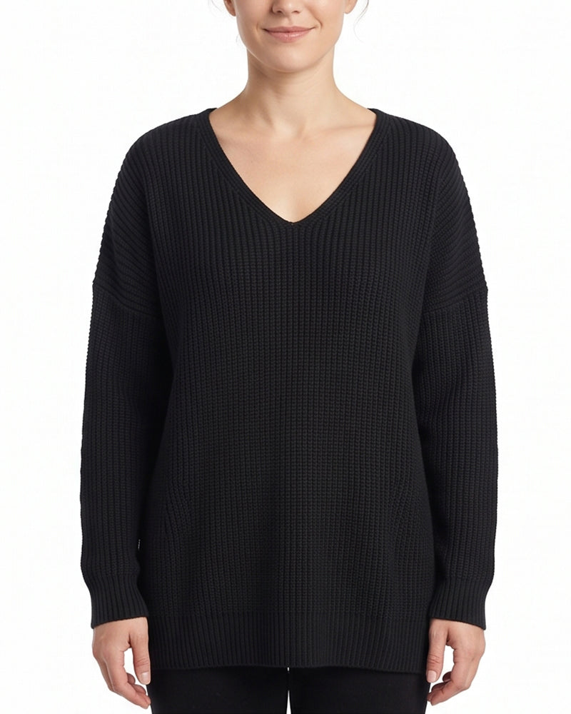 Curvvvy™ V-Neck Oversized Knit Pullover Sweater