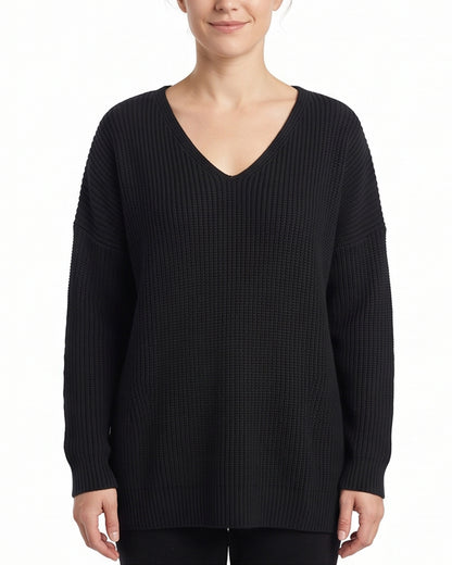 Curvvvy™ V-Neck Oversized Knit Pullover Sweater