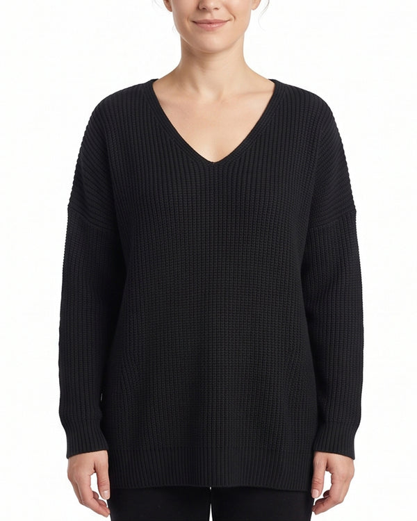 Curvvvy™ V-Neck Oversized Knit Pullover Sweater