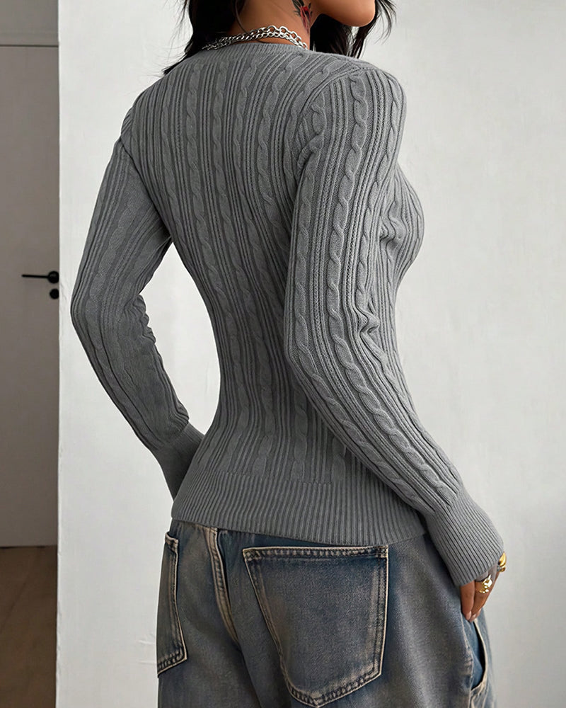 Curvvvy™ Women's Chic Slim Fit Cable Knit Sweater