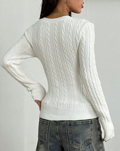 Curvvvy™ Women's Chic Slim Fit Cable Knit Sweater