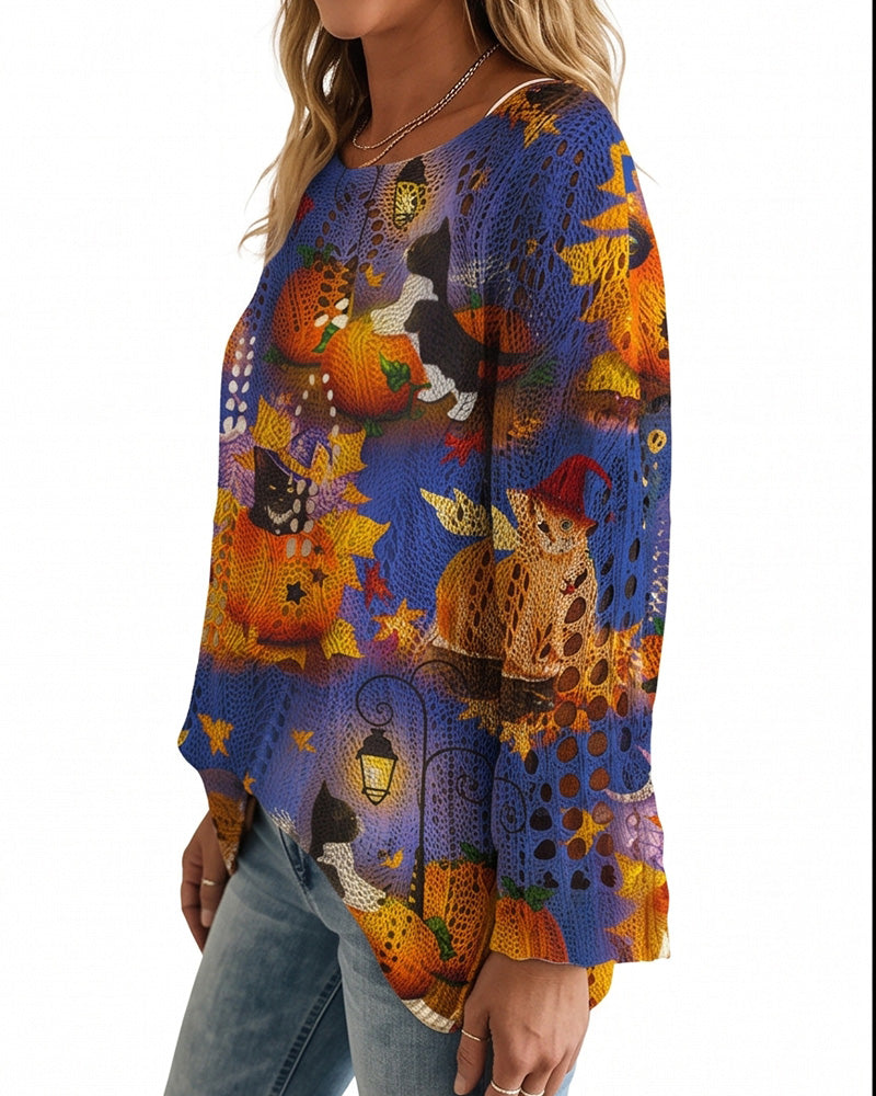 Curvvvy™ Jersey de punto con cuello polo – Pulóver holgado con media botonadura