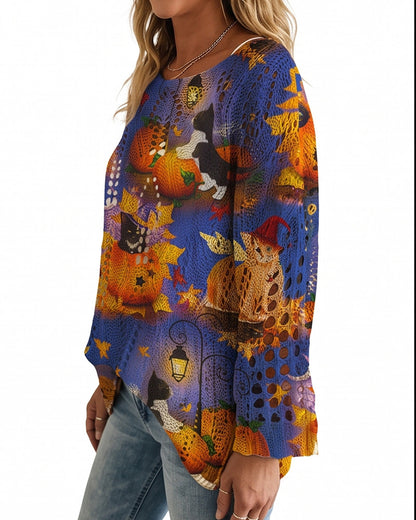 Curvvvy™ Jersey de punto con cuello polo – Pulóver holgado con media botonadura