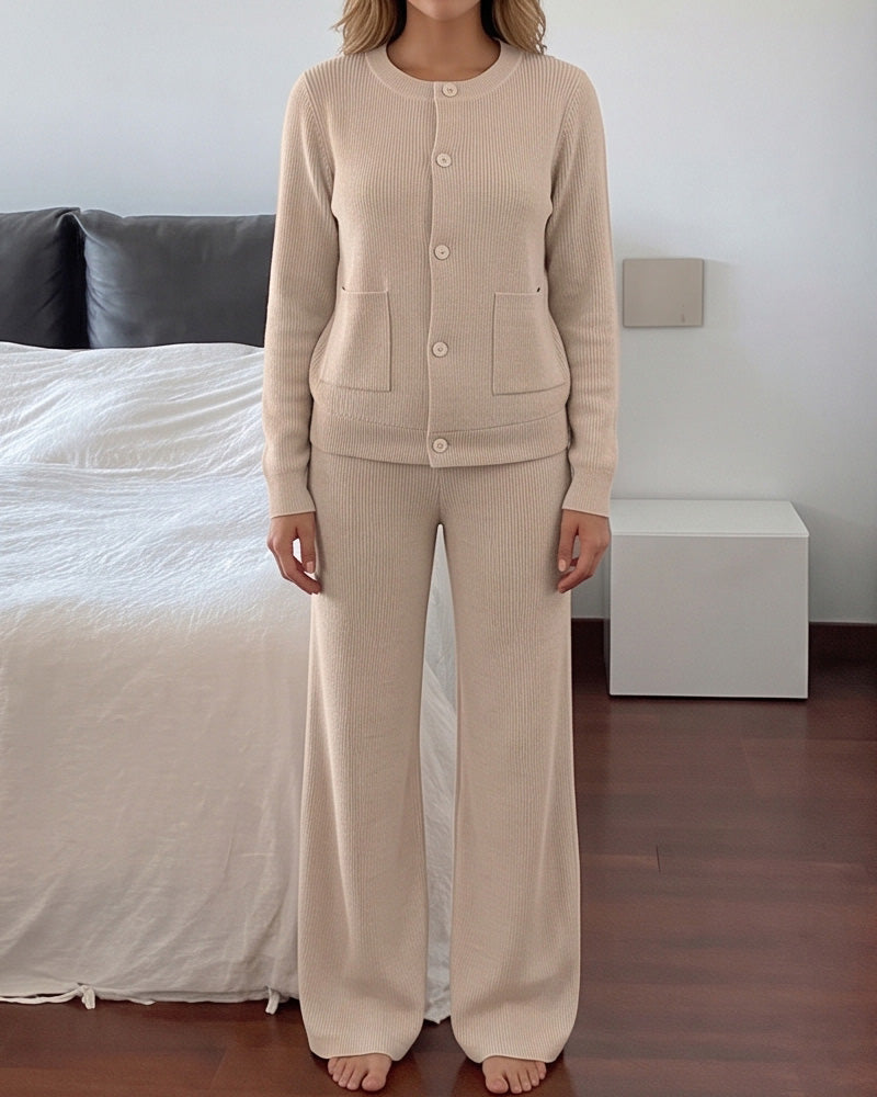 Curvvvy™ Casual 2-Piece Knitted Sweater & Wide-Leg Pants Set