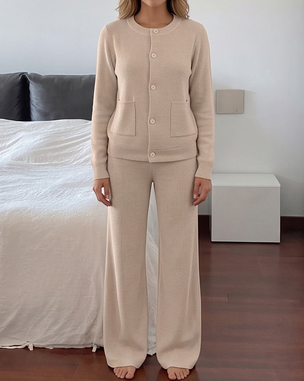 Curvvvy™ Casual 2-Piece Knitted Sweater & Wide-Leg Pants Set