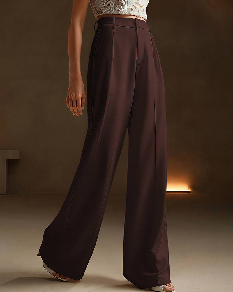 Curvvvy™ High-Waist Wide-Leg Casual Suit Pants