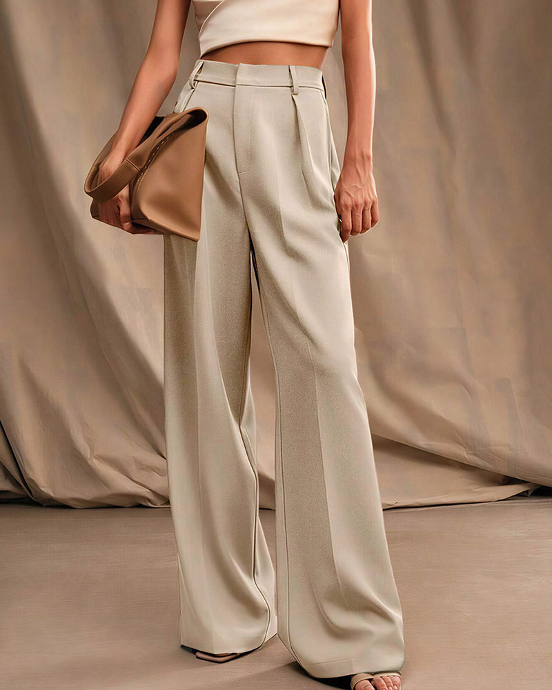 Curvvvy™ High-Waist Wide-Leg Casual Suit Pants