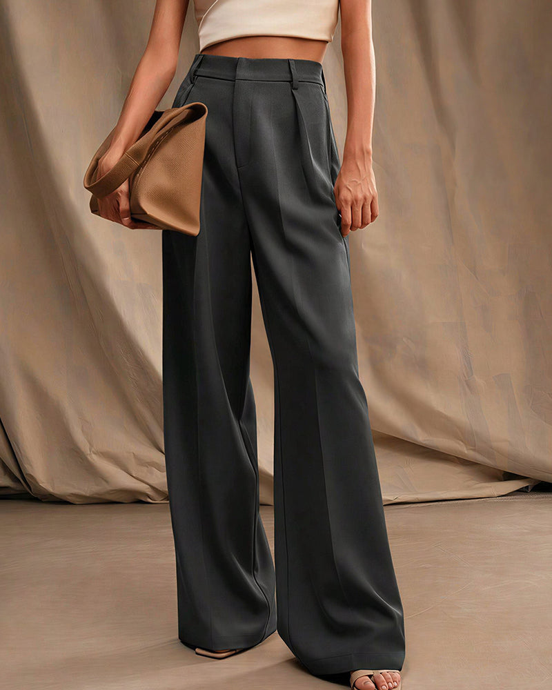 Curvvvy™ High-Waist Wide-Leg Casual Suit Pants