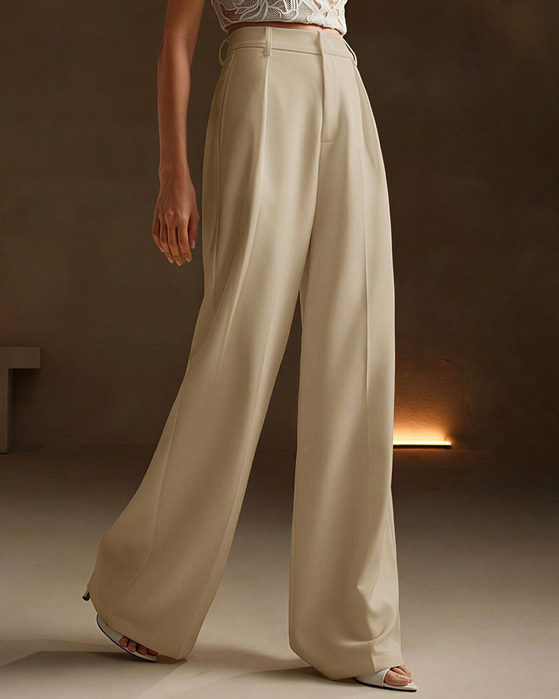 Curvvvy™ High-Waist Wide-Leg Casual Suit Pants