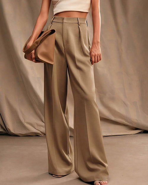 Curvvvy™ High-Waist Wide-Leg Casual Suit Pants