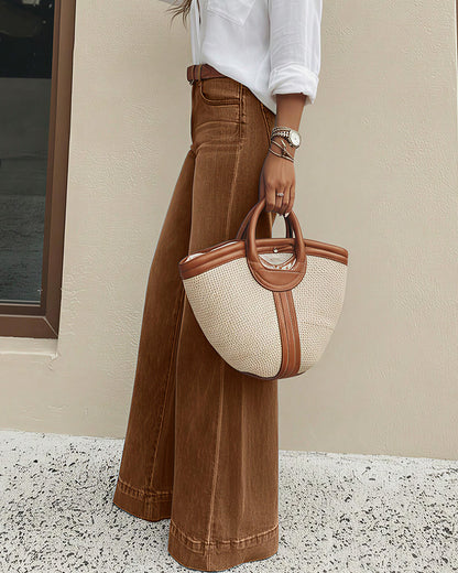 Curvvvy™ Cropped Jeans im Used-Look mit offenem Saum