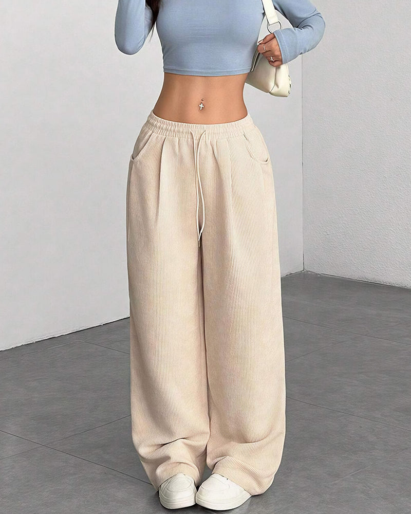 Curvvvy™ Pantalon d'Intérieur Fluide à Jambe Large et Cordon de Serrage