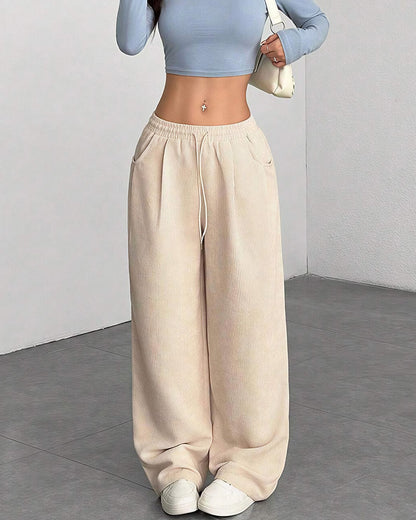 Curvvvy™ Pantalon d'Intérieur Fluide à Jambe Large et Cordon de Serrage