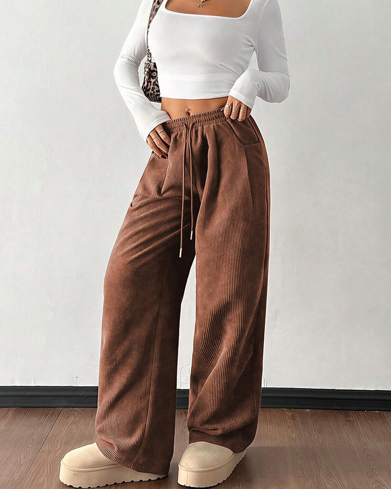 Curvvvy™ Pantalon d'Intérieur Fluide à Jambe Large et Cordon de Serrage