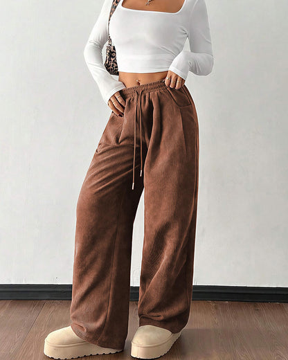 Curvvvy™ Pantalon d'Intérieur Fluide à Jambe Large et Cordon de Serrage
