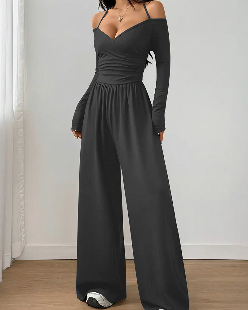 Curvvvy™ Loungeset mit langärmligem Crop-Top und ausgestellten Leggings