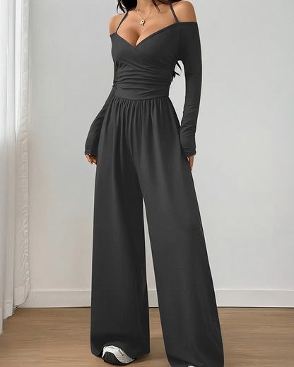 Curvvvy™ Loungeset mit langärmligem Crop-Top und ausgestellten Leggings
