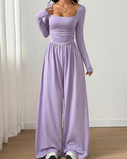 Curvvvy™ Loungeset mit langärmligem Crop-Top und ausgestellten Leggings