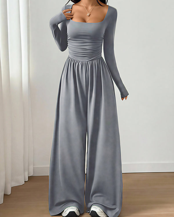 Curvvvy™ Loungeset mit langärmligem Crop-Top und ausgestellten Leggings